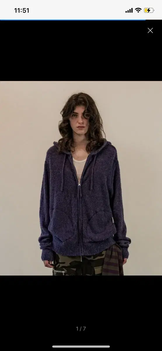 ROUND POCKET KNIT ZIP-UP PURPLE